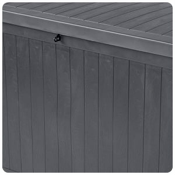 Storage Box - 113-Gallon Container for Patio Storage - Durable and Fade-Resistant Resin Deck Box - Outdoor Furniture by Pure Garden (Gray)