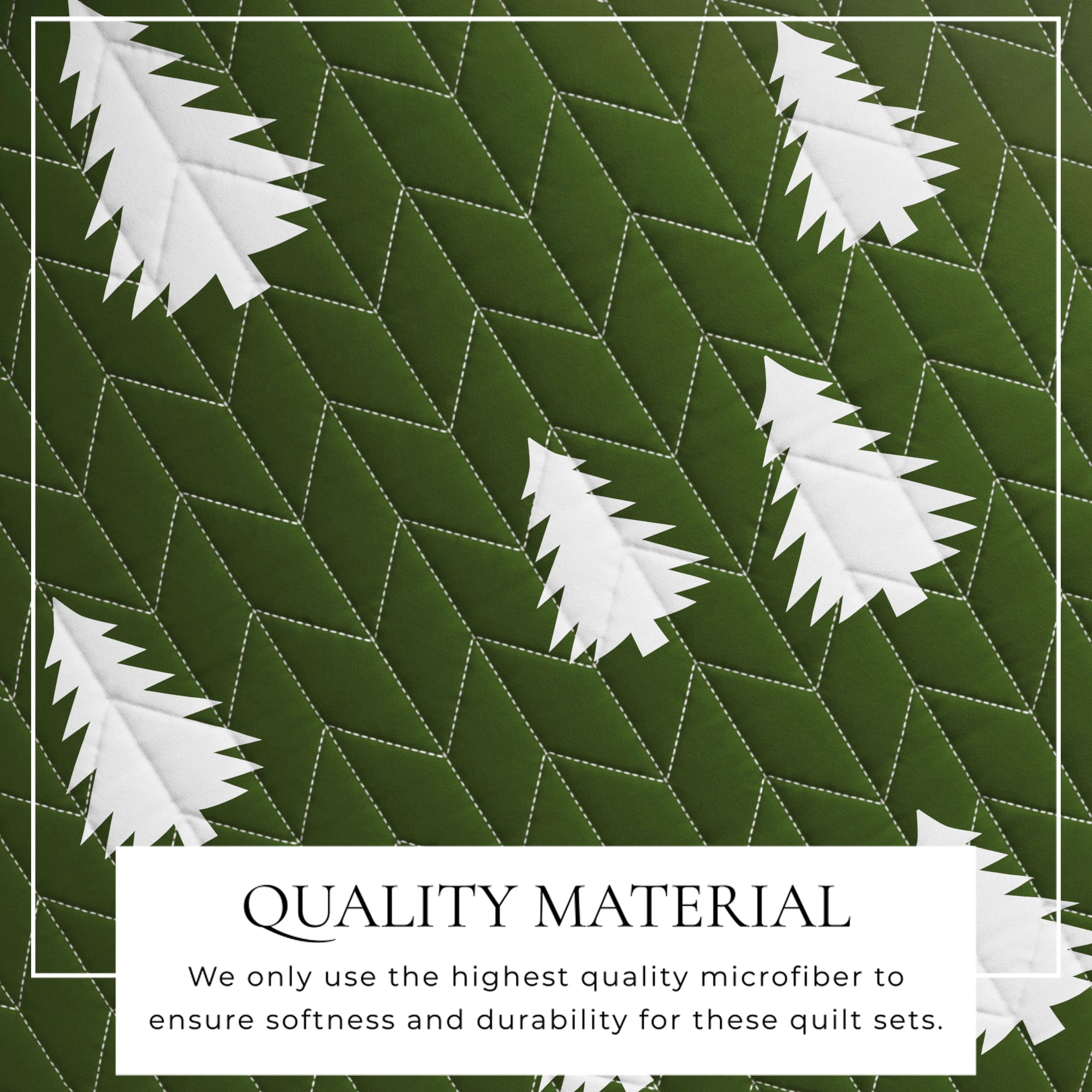 Lodge Microfiber Reversible Quilt Set with Shams (King, Little Trees - Olive)