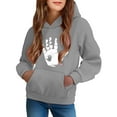thumbnail image 2 of SERTG Big Kids Hooded Pullover Long Sleeve Fall Winter Active Brushed Feel Everyday Wear Top for Children 4-14 Years(Gray,13 Years), 2 of 5
