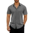 thumbnail image 2 of BXINGOHAI Men's Shirts Short Sleeve Casual Shirts Button Down Shirt for Men Beach Summer Wedding Shirt Today Gray,S, 2 of 6