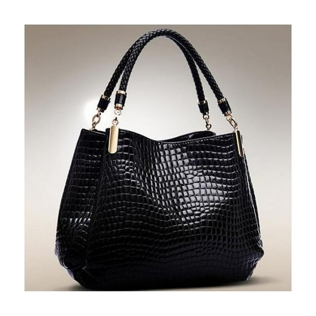 Bolso de mano de piel granulada de cocodrilo para mujer
