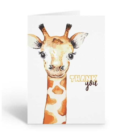 Stonehouse Collection | Watercolor Giraffe Thank You Note Cards | 10-Pack Blank