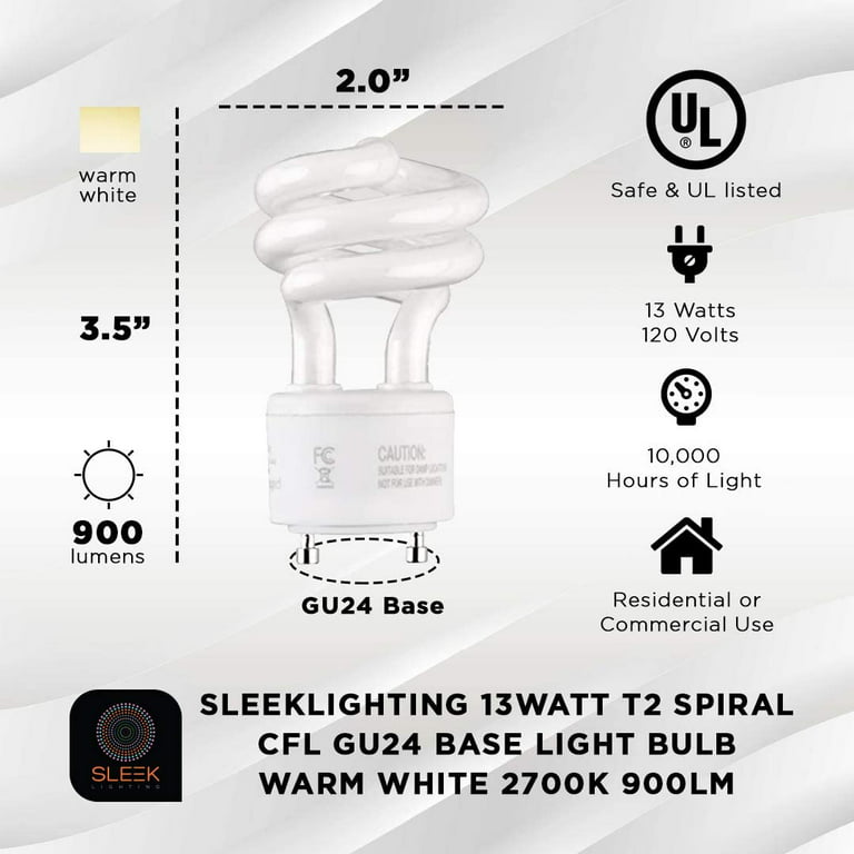 SLEEKLIGHTING Bombilla LED GU24, bombilla de 2 puntas, regulable, 9 vatios,  base de bloqueo giratorio, reemplazo de luces de techo CFL, luz blanca