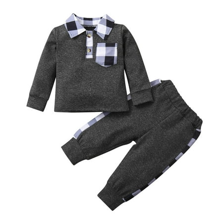 

Honeeladyy Newborn Baby Long Sleeve Plaid Printed Pullover Sweatshirt Top+Long Pants Set White