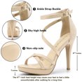 thumbnail image 2 of BLISSFUL STEP Women's Solid Color Stiletto Heel Zipper Ankle Strap Platform Sandals, 2 of 7