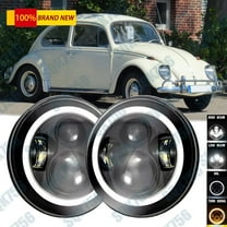 Pair 7" Inch Round LED Headlights Hi/Low Beam Halo DRL for VW Beetle 1950-1979