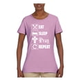 thumbnail image 2 of Eat Sleep Pray Repeat for Christians Faith | Womens Inspirational/Christian Graphic T-Shirt, Light Pink, X-Large, 2 of 3