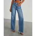 thumbnail image 3 of Yesfashion Women's Baggy Wide Leg Jeans High Rise Stretchy Denim Pants with Raw Hem & Comfort Fit, 3 of 7