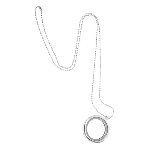 NICEXMAS Necklace Glass Round Photo Locket Necklace for Men and Women 1Pcs