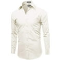 thumbnail image 3 of Omega Italy Men'S Long Sleeve Dress Shirt Solid Color Regular Fit 25 Colors Ivory, 3 of 5
