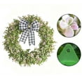 thumbnail image 5 of Spring Bow Artificial Eucalyptus Leaf Wreath | 15.75 Inch Decorative Front Door or Wall Hanging | Lifelike Greenery Plant Garland | Indoor Outdoor Seasonal Home Decor | Easy to Hang, 5 of 6