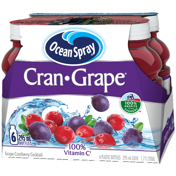 OCEAN SPRAY CRANBERRY GRPE, 295mL x 6