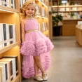 thumbnail image 4 of Flower Girls Dress High Low Wedding Dresses Gown with Bow Back Birthday Party Swing A-Line Dresses,3-4Years, 4 of 7