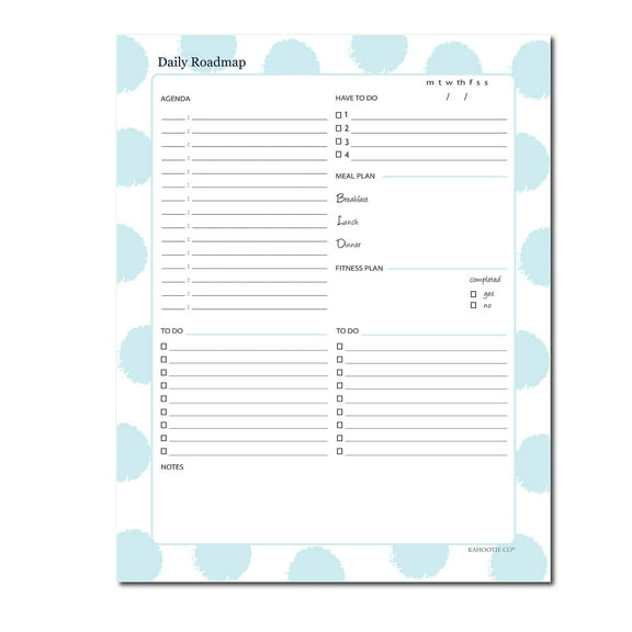 Kahootie Co. Kahootie Co Daily Schedule Notepad 8.5" x 11" 50 sheets per pad Teal Polka Dot (DNP04)