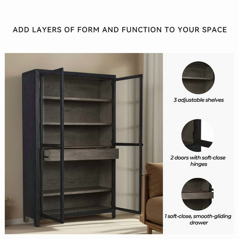 アンドン板 Ashley Furniture, Accent Cabinet, Lenston 2-Door, Black/Warm Gray