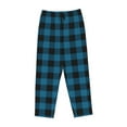 thumbnail image 4 of Goofa Blue Black Plaid Printed Soft Pajama Pants for Women, Wide Leg Comfy Casual Lounge Yoga Pants-XX-Large, 4 of 9