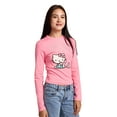 thumbnail image 3 of Hello Kitty Talking On Phone Glitter Print Women's Pink Long Sleeve Baby Tee-Large, 3 of 5
