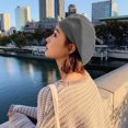 thumbnail image 3 of Boina para mujer, gorro estilo francés, gorro de invierno cálido, forro de lana, gorro de punto, retro, suave, color puro, salvaje, 3 of 8