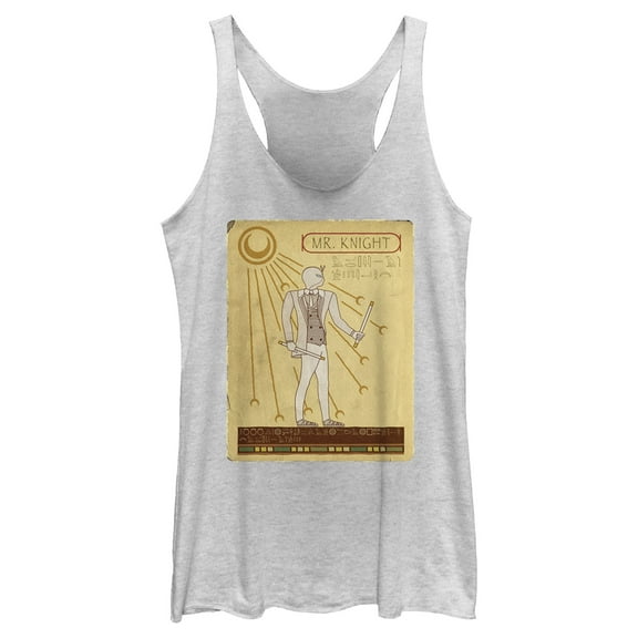 Women's Marvel: Moon Knight Ancient Egyptian Mr. Knight Portrait Racerback Tank Top White Heather Large