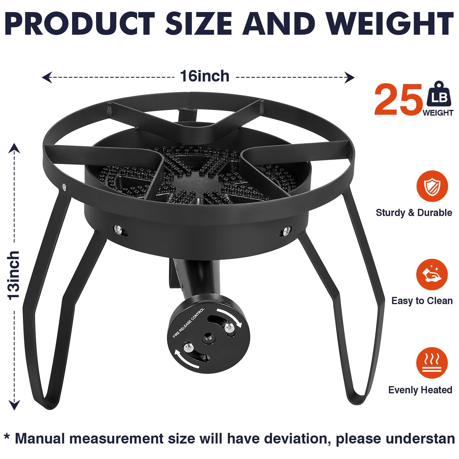 Frizi Single Burner Camping Stove, 200000 BTU Heavy Duty Propane Gas Stove, Tripod Stand with Adjustable Regulator & Steel-Braided Hose