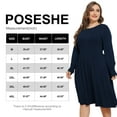 thumbnail image 3 of POSESHE Women's Plus Size Winter Casual Dress,Long Sleeves,Loose Flowy Dress With Pockets,Navy Blue,3XL, 3 of 5