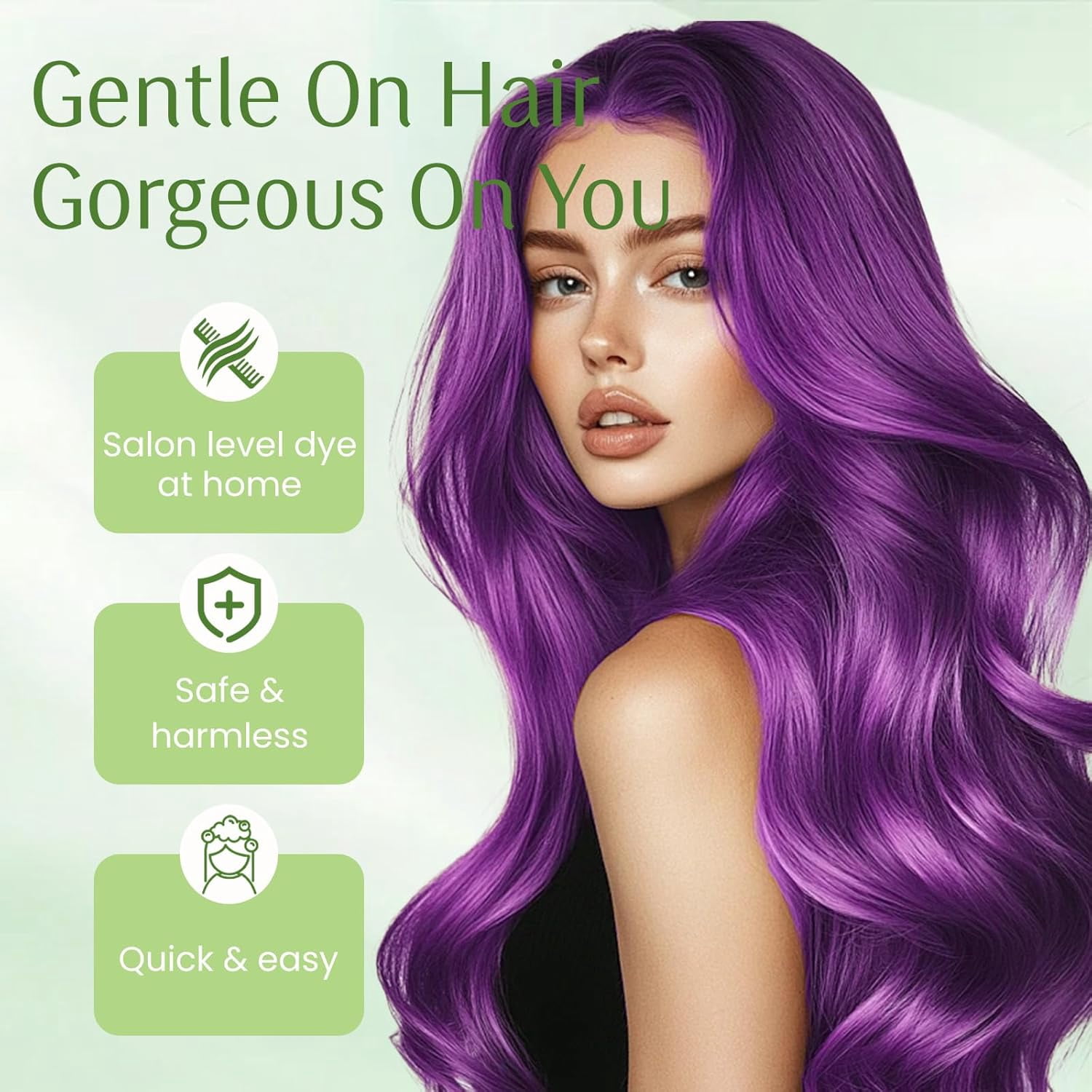 Professional Hair Dye Shampoo 3 in 1, Semi-Permanent Color Shampoo for Women & Men, Cover Your Hair Instantly, Easy To Use by Self, 16.9 Fl Oz (Purple)