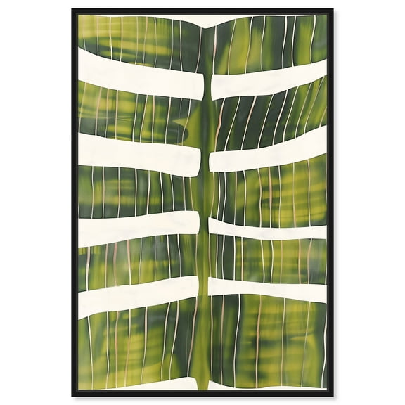 Leaf Bongo II Minimalistic Botanical Art Prints Canvas Wall Art by Art Remedy, Black Floater Frame, 10"x15"