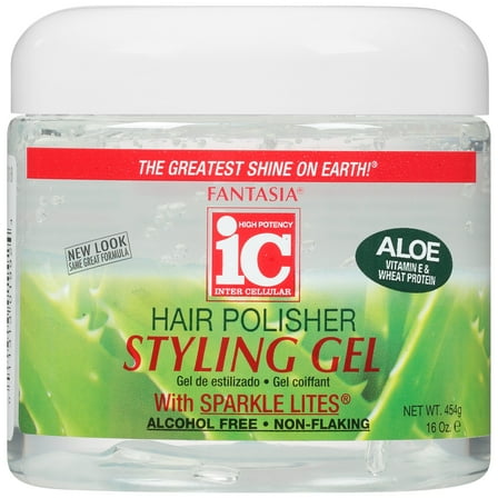 Fantasia High Potency IC Hair Polisher Styling Gel with Sparkle Lites, 16 oz., Shine Enhancing, Unisex Product
