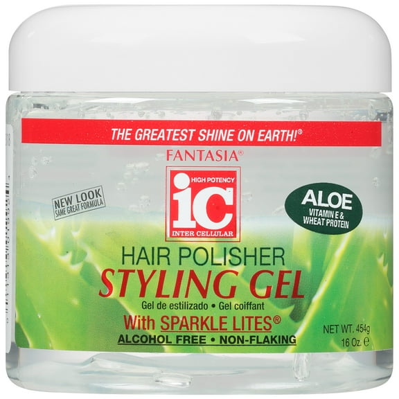 Fantasia High Potency IC Hair Polisher Styling Gel with Sparkle Lites, 16 oz., Shine Enhancing, Unisex Product