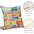 thumbnail image 2 of Blue Orange Green Colorful Stripe Pillow Covers 16X16 in Set of 2 Abstract Mid Century Throw Pillow Cases Summer Multicolor Outdoor Pillow Covers Modern Home Decor for Couch Patio Furniture Porch, 2 of 6