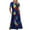 Navy, variant on Penkiiy Women's Summer Casual Short Sleeve Crewneck Dress Casual Flowy Tiered Maxi Beach Dress With Pockets Feather Print Dress XL White