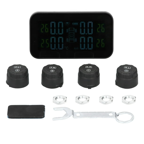 Sistema de monitor de presión de neumáticos TPMS para coche con pantalla LCD con sensor de carga solar Carga USB Jadeshay A