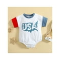 thumbnail image 2 of Gzhioc Infant Independence Day Rompers Letter Print Contrast Color Jumpsuits Baby Girls Boys Round Neck Short Sleeve Bodysuits,0-24 Months, 2 of 9