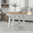 thumbnail image 2 of Farmhouse Round Extendable Dining Table with 16" Leaf Wood Kitchen Expandable Table, X-Shaped Base Table Suitable for Any  Room, Oak Natural Wood + Antique White, 2 of 9