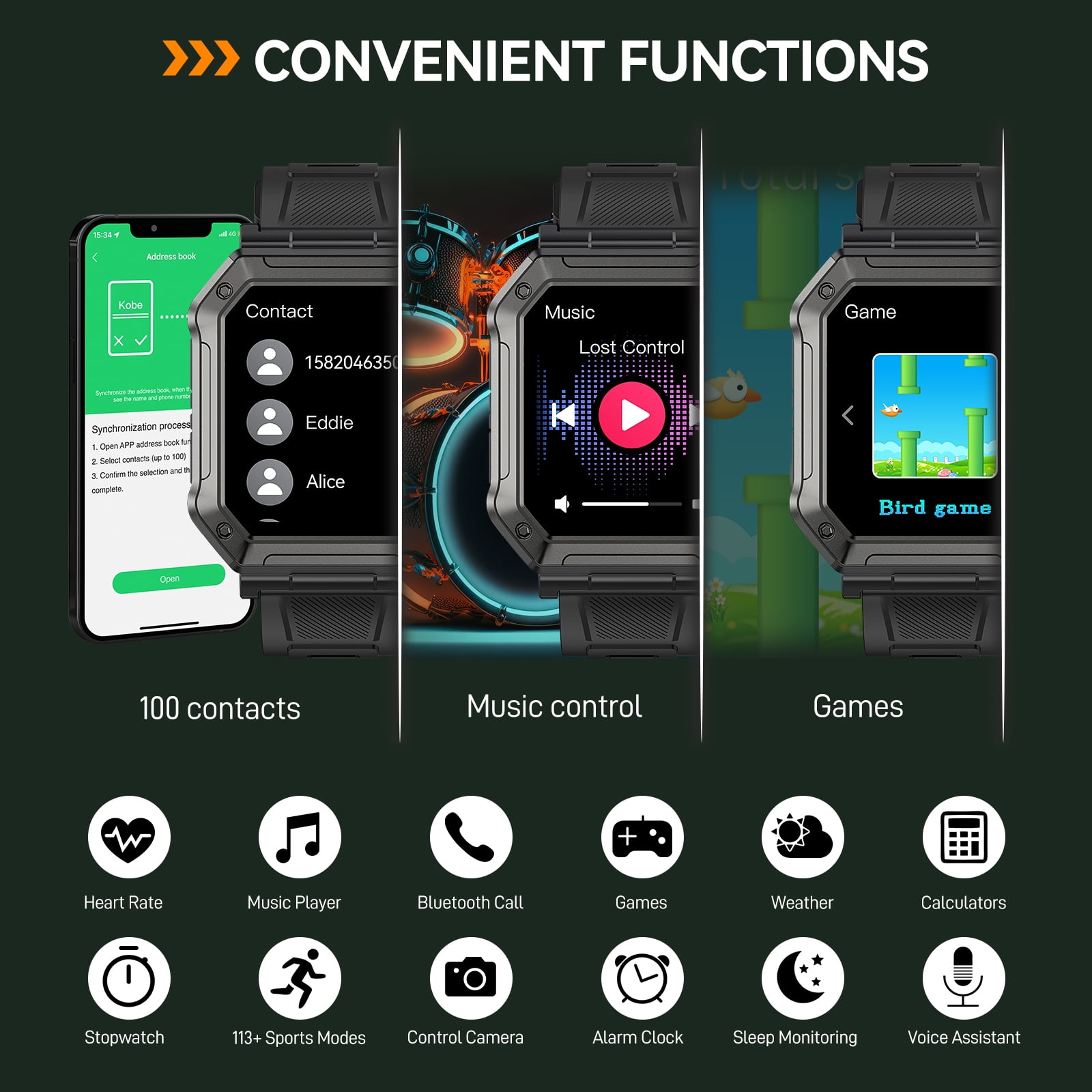 XAXRE Smart Watches for Men with Call (Support Fast SOS/Silent Mode), 1.91'' HD Outdoor Rugged Watch Fitness Tracker with 110+ Sports Smart Watch, for Android iPhone