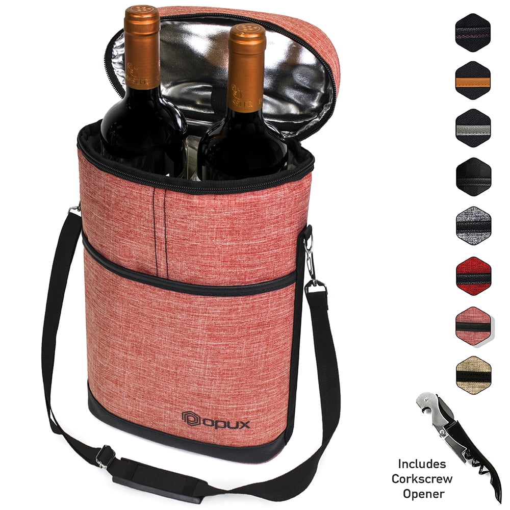 opux 2 Bottle Wine Carrier Tote, Insulated Leakproof Wine Cooler Bag, Wine  Travel Bag Tote for Picni…See more opux 2 Bottle Wine Carrier Tote