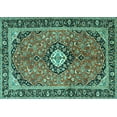 thumbnail image 1 of Ahgly Company Indoor Rectangle Medallion Turquoise Blue Traditional Area Rugs, 8' x 12', 1 of 4
