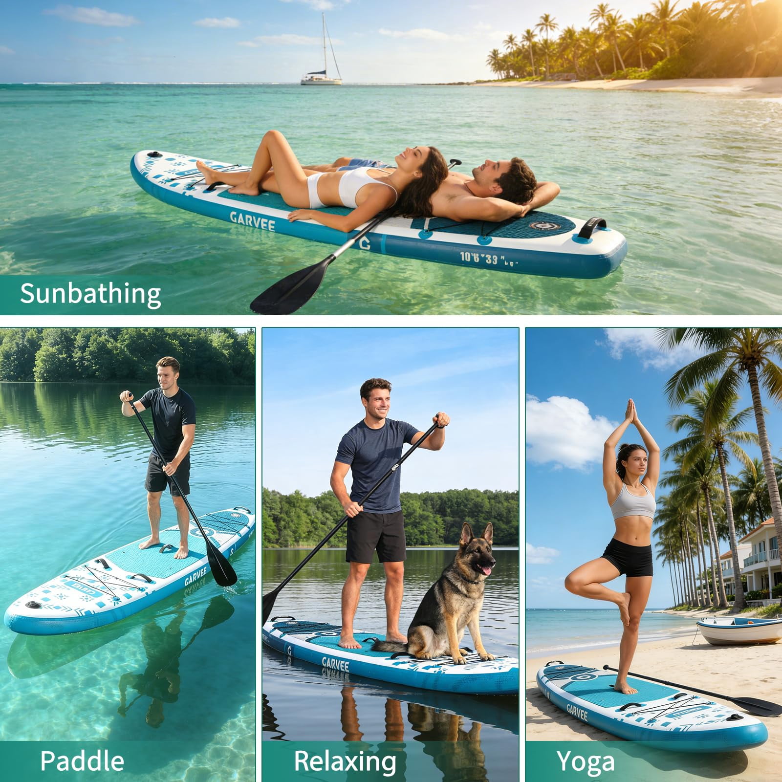 10'6" Inflatable Stand Up Paddle Board with Premium SUP Accessories, Anti-Slip EVA Deck, Built-in Camera Mount, Wide & Stable Design Paddle Boards for All Skill Levels