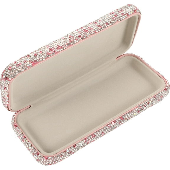 AURARMLET Durable Pink Rhinestone Eyeglass Case for Convenient Storage