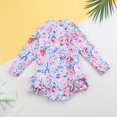 thumbnail image 4 of Edvintorg Girls' Swimwear Long Sleeve Cute Flower Printed Ruffle Swimsuits One Piece Bathing Suits Bikini 1-5Years Swimsuit for Children for Girls, 4 of 5