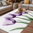 thumbnail image 2 of Fsddascl Purple Tulip Floral Outdoor Rug for Patio/Deck/Porch, Non-Slip Large Area Rug 5 x 8 Ft, Farmhouse Elegant Botanical Flowers Indoor Outdoor Rugs Washable Area Rugs, Camping Rug Carpet, 2 of 5