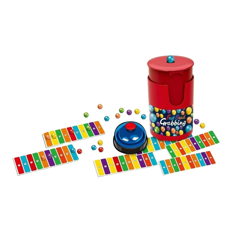 Match Color Line Bingo Board Game with Bell, Fast Bead Grabbing 2-Player Game for Kids Adults, Reaction Speed Training Toy, Age 12+, 9.8 x 9.8 in