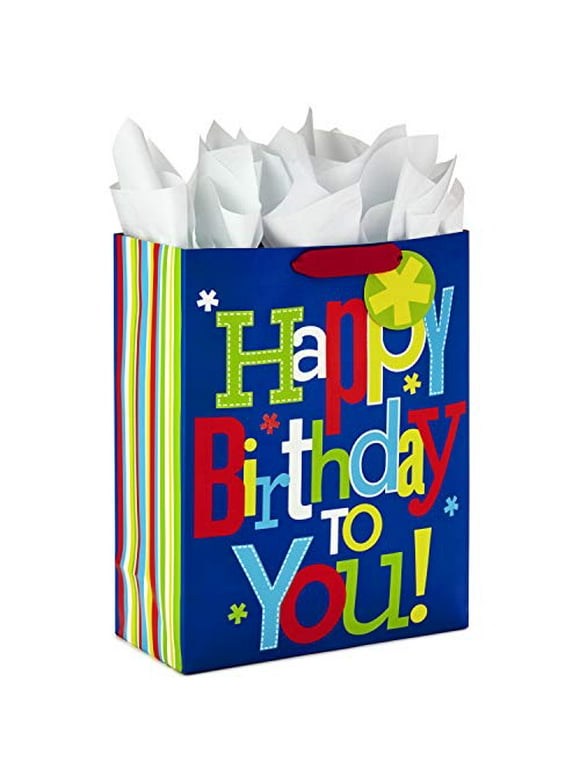 Hallmark 15" Extra Large Gift Bag with Tissue Paper for Birthday (Happy Birthday to You!)