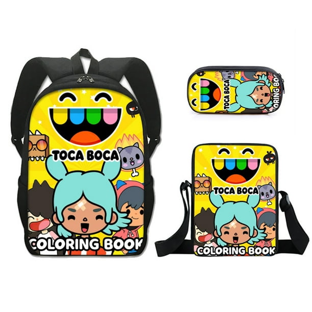 Set de mochilas Toca Bocas Anime School de 3 piezas con bolsa de hombro