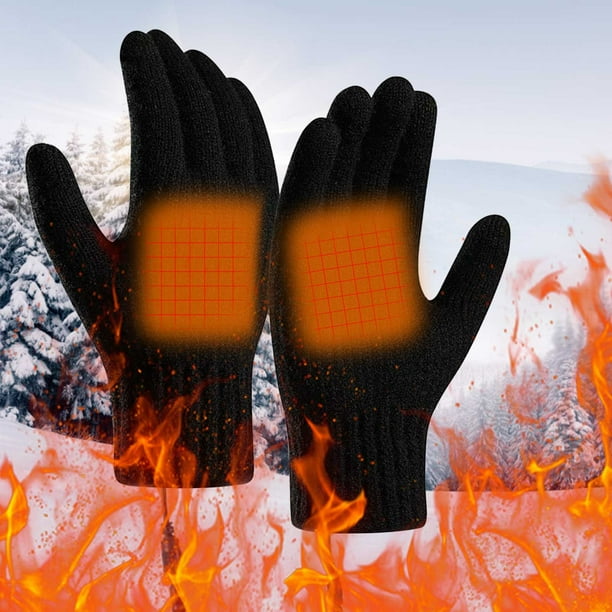 Guantes de Punto de Lana con Calefacción Por Usb, Carga Térmica y Terciopelo Grueso para Exteriores, Protección Contra El Frío, Cálidos.