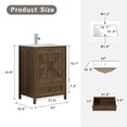 thumbnail image 7 of KIGOTY 24" Modern Bathroom Vanity with Ceramic Basin, Free Standing Bathroom Storage Cabinet with with 2 Soft-Closing Doors and 1 Drawer, Brown, 7 of 7