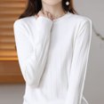 thumbnail image 3 of Womens Thin Knitted Sweaters, Fall Sweaters for Women Lightweight Casual Fleece Solid Color Crewneck Long Sleeve Pullover S-2XL, 3 of 6