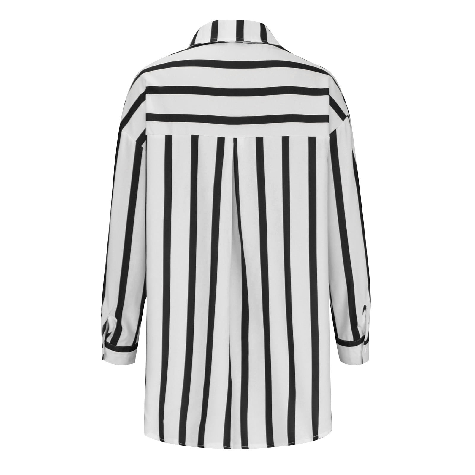 Leesechin Women's Tops Mid-length Vertical Striped Multi