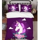 thumbnail image 2 of 3D Purple Floral Unicorn Funda de edredón Juego de ropa de cama Funda de edredón Fundas de almohada, 2 of 3