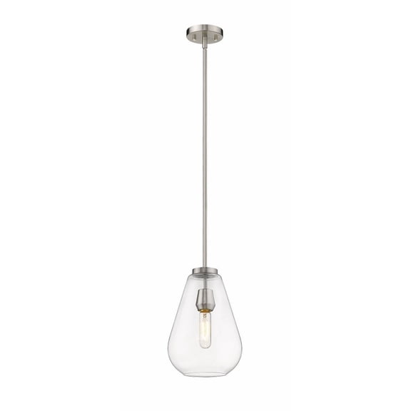 Z-Lite Ayra 8" Round Clear Glass Steel Pendant in Brushed Nickel